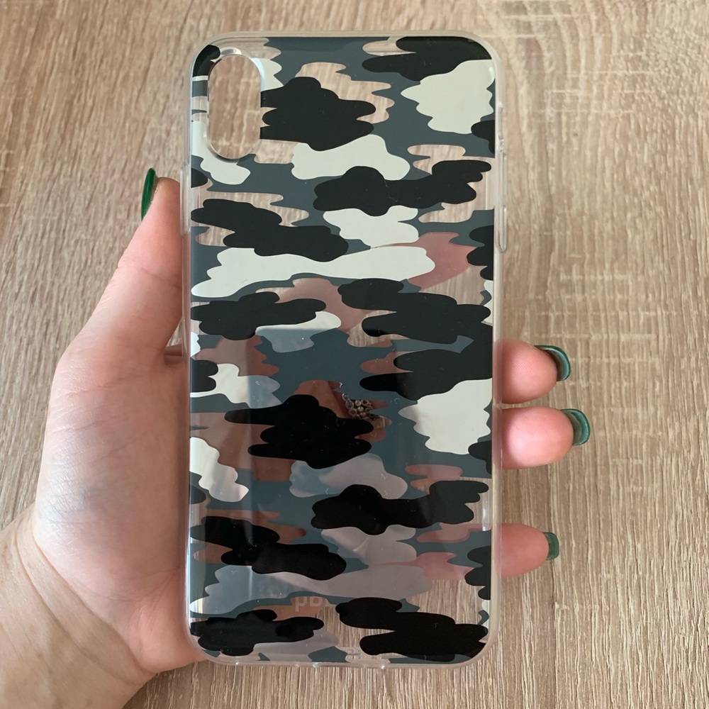 Gray, Black and Silver Camo iPhone XS Max Case